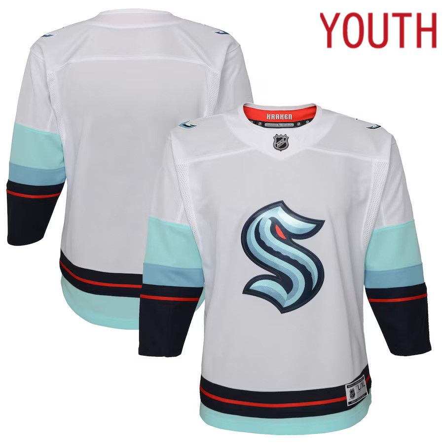 Youth Seattle Kraken White Away Premier NHL Jersey->youth nhl jersey->Youth Jersey